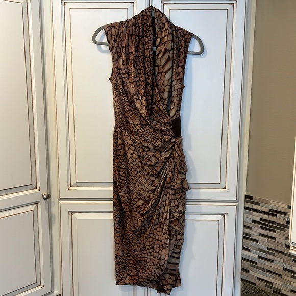 All Saints Cancity Python Print Silk Dress SZ 6 - Picture 5 of 11